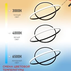 Люстра светодиодная ESTETIKA RING-95RC-2BL 95Вт 230В 3000-6500K 600/400 1.2м трос ДУ черный IN HOME