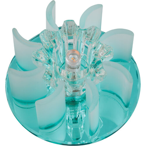 DLS-F114 G4 BLUE-CLEAR Светильник декоративный встраиваемый серия Fiore, Без лампы, цоколь G4, Основание стекло, цвет голубой, Отделка кристалл, цвет прозрачный. - фото 1