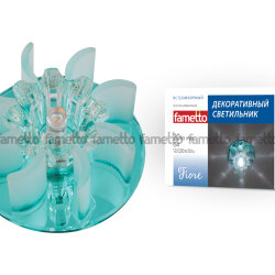 DLS-F114 G4 BLUE-CLEAR Светильник декоративный встраиваемый серия Fiore, Без лампы, цоколь G4, Основание стекло, цвет голубой, Отделка кристалл, цвет прозрачный.