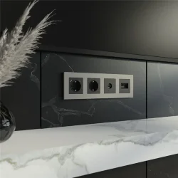 W0042917/ Рамка на 4 поста Slab (дымчатый софт) W0042917