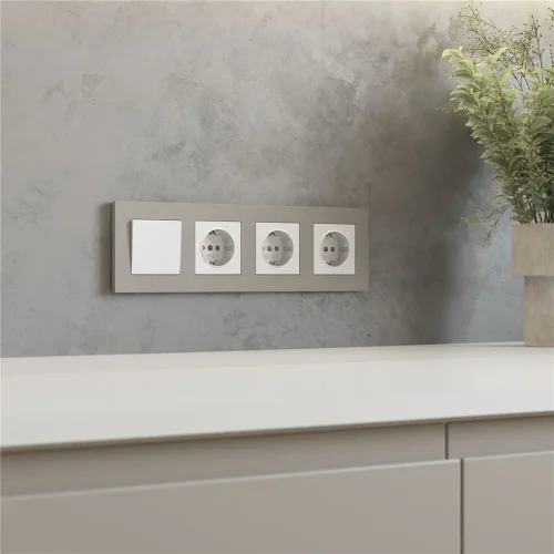 W0042917/ Рамка на 4 поста Slab (дымчатый софт) W0042917 - фото 3