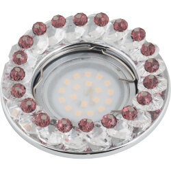 DLS-P115 GU5.3 CHROME-CLEAR+PURPLE Светильник декоративный встраиваемый, серия Peonia, Без лампы, цоколь GU5.3, Металл-стекло, Хром-прозрачный+пурпурный