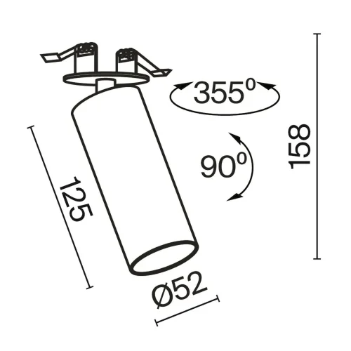 Встраиваемый светильник FOCUS LED 3000K 1x12W 50° (Черный) - фото 2