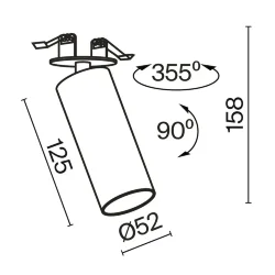 Встраиваемый светильник FOCUS LED 3000K 1x12W 50° (Черный)