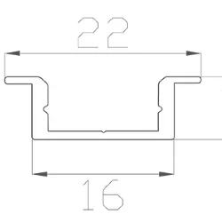 Алюминиевый профиль LC-LPV-0722 169 (2000х22/16х7мм с рассеивателем)
