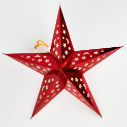 ULD-H4545-005-STA-2AA WARM WHITE IP20 RED STAR Фигура светодиодная Красная звезда на батарейках 2AA не в-к, 45х45см, Подвесная, 5 светодиодов, Теплый белый свет, Провод прозрачный, TM Uniel