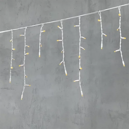 Гирлянда Бахрома 3,1 x 0,5 м Желтая 220В, 120 LED, Провод Белый Каучук, IP65. Фото 1.