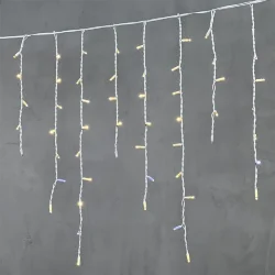 Гирлянда Бахрома 3,2 x 0,9 м Тепло-Белая с Мерцанием Белого Диода 220В, 168 LED, Провод Белый Каучук, IP65