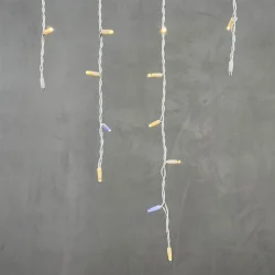 Гирлянда Бахрома 3,2 x 0,9 м Тепло-Белая с Мерцанием Белого Диода 220В, 168 LED, Провод Белый Каучук, IP65