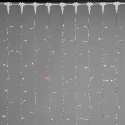 Гирлянда Занавес 1 x 6 м Красный 220В, 600 LED, Провод Прозрачный ПВХ, IP54