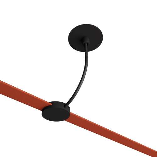 TR5514-BK Встраиваемое основание с возможностью подачи питания треку-ремню Belty, серия Base. Не вмещает блок питания. D65мм, монтажный D50мм, коннектор на проводе, L200-1500мм, IP20, черный, алюминий.