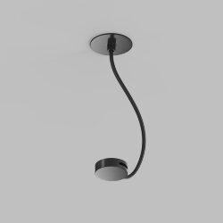 Встраиваемое основание с возможностью подачи питания треку-ремню Belty, серия Base. Не вмещает блок питания. D65мм, монтажный D50мм, коннектор на проводе, L200-1500мм, IP20, черный, алюминий, Denkirs TR5514-BK