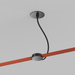 Встраиваемое основание с возможностью подачи питания треку-ремню Belty, серия Base. Не вмещает блок питания. D65мм, монтажный D50мм, коннектор на проводе, L200-1500мм, IP20, черный, алюминий, Denkirs TR5514-BK