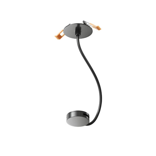 TR5514-BK Встраиваемое основание с возможностью подачи питания треку-ремню Belty, серия Base. Не вмещает блок питания. D65мм, монтажный D50мм, коннектор на проводе, L200-1500мм, IP20, черный, алюминий. Фото 3