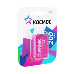 Аккумулятор 6F22 200мА.ч 1BL (блист.1шт) КОСМОС KOCNI-MH6F22(200mAh)