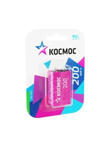 Аккумулятор 6F22 200мА.ч 1BL (блист.1шт) КОСМОС KOCNI-MH6F22(200mAh) - фото