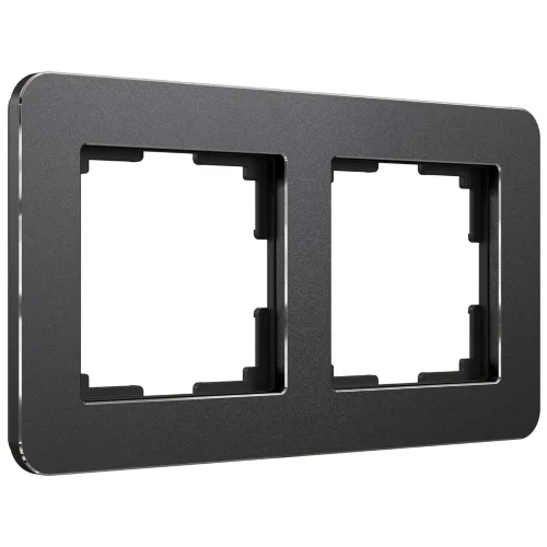 Рамка из металла на 2 поста Platinum черный W0022608 - фото