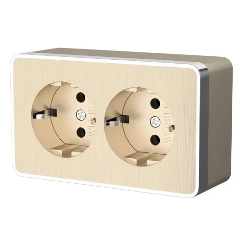 Розетка двойная с заземлением Gallant шампань рифленый W5072110 - фото