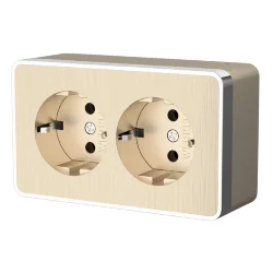 Розетка двойная с заземлением Gallant шампань рифленый W5072110