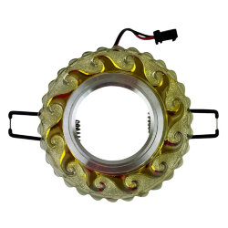 DLS-L139 GU5.3 GLASSY-GOLD Светильник декоративный встраиваемый, серия Luciole, Без лампы, GU5.3, Доп, светодиодная подсветка 3Вт, Стекло, Зеркальный-прозрачный+светло-желтый