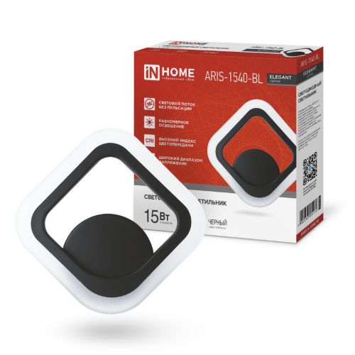 Светильник светодиодный ELEGANT ARIS-1540-BL 15Вт 230В 4000K 1200Лм черный IN HOME - Фото