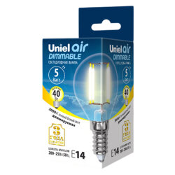 LED-G45-5W-WW-E14-CL-DIM GLA01TR Лампа светодиодная диммируемая, Форма шар, прозрачная, Серия Air, Теплый белый свет 3000K