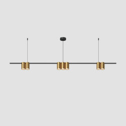 Подвесной светильник ORBIT, IP20, 7xGU10 LED до 15 Вт, черный + сатинированное золото, алюминий, Denkirs DK4063-BK+SG