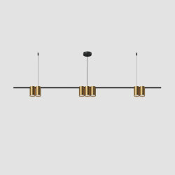 Подвесной светильник ORBIT, IP20, 7xGU10 LED до 15 Вт, черный + сатинированное золото, алюминий, Denkirs DK4063-BK+SG