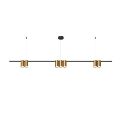 Подвесной светильник ORBIT, IP20, 7xGU10 LED до 15 Вт, черный + сатинированное золото, алюминий, Denkirs DK4063-BK+SG