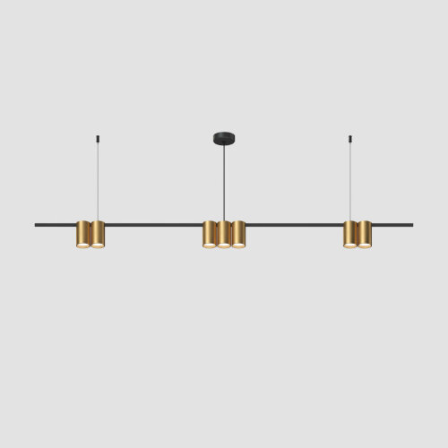 DK4063-BK+SG Подвесной светильник ORBIT, IP20, 7xGU10 LED до 15 Вт, черный + сатинированное золото, алюминий.