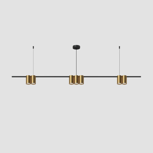 DK4063-BK+SG Подвесной светильник ORBIT, IP20, 7xGU10 LED до 15 Вт, черный + сатинированное золото, алюминий. Фото 2