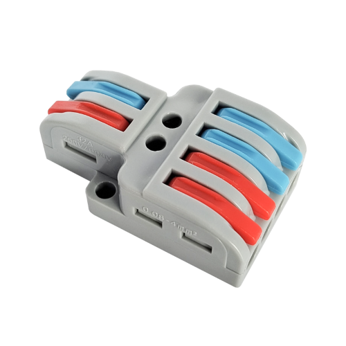 Клемма проходная разветвительная КПР 222-4124 с рычагами 2/4 полюса 0.08-2.5/4мм2 (5шт./уп.) IN HOME - Фото