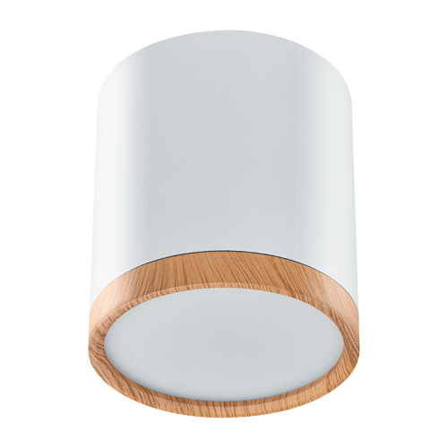 Светильник накладной светодиодный LUMIN'ARTE SPOT07 5W LED, 4000К, 375лм, D68x75мм, матовый белый/дерево 1/40 - фото.
