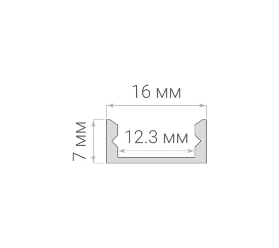 Профиль алюминиевый накладной ELF для LED, 2000х7х16мм - фото 2
