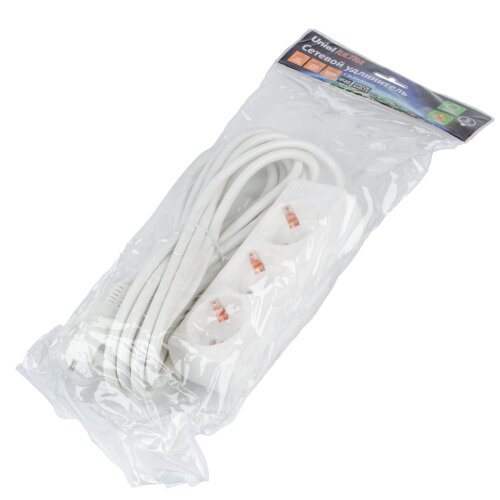 S-GCU3-5 WHITE Удлинитель серии Ultra, шнур 5м., 3 гнезда, 16A, с-з, Белый, TM Uniel - фото 2