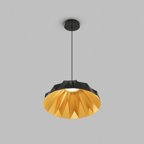 Светильник подвесной ORIGAMI, 20 Вт, 3000К, ?560x1500 мм, металл+акрил, черный + матовое золото.