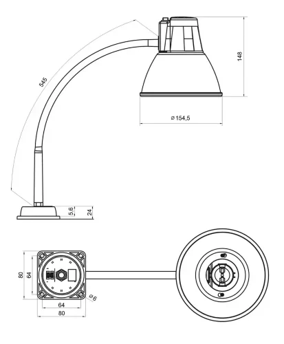 Светильник настольный станочный 1xE27 12-36В/60Вт | Алькор НКП 03-60-026-03 | - ТРАНСВИТ. Фото 4