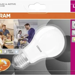 Лампа светодиодная 8W E27 | 1клик-2700K / 2клик-4000K | ACTIVE&RELAX | - OSRAM