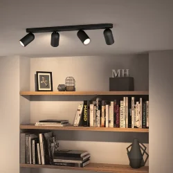 Светильник накладной СПОТ 4xGU10 230V | PONGEE bar/tube black | - PHILIPS