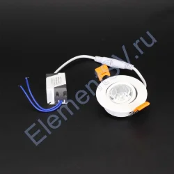 Светодиодный светильник точечный THD-1W B400 (220V, 1W, white, белый корпус)