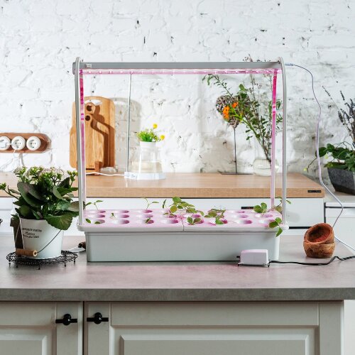 ULT-P44A-10W-SPSB IP40 AQUA WHITE Набор для гидропоники Минисад AQUA, светильник для растений светодиодный с подставкой и компрессором, Спектр для рассады и цветения, Белый, TM Uniel - фото 7