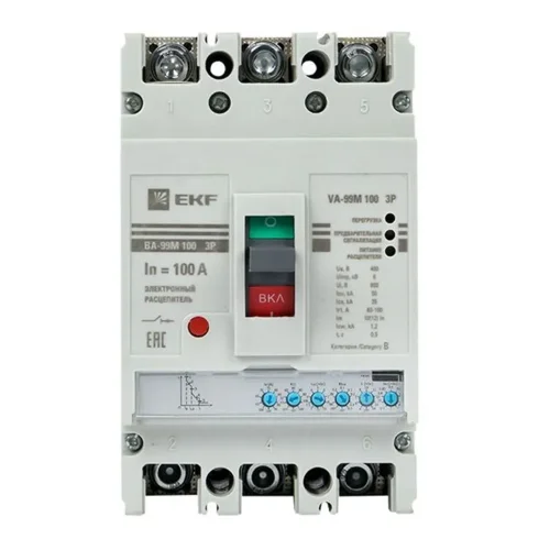 Выключатель автоматический 3п 100/100А 50кА ВА-99М PROxima электр. расцеп. EKF mccb99-100-100me - фото 2