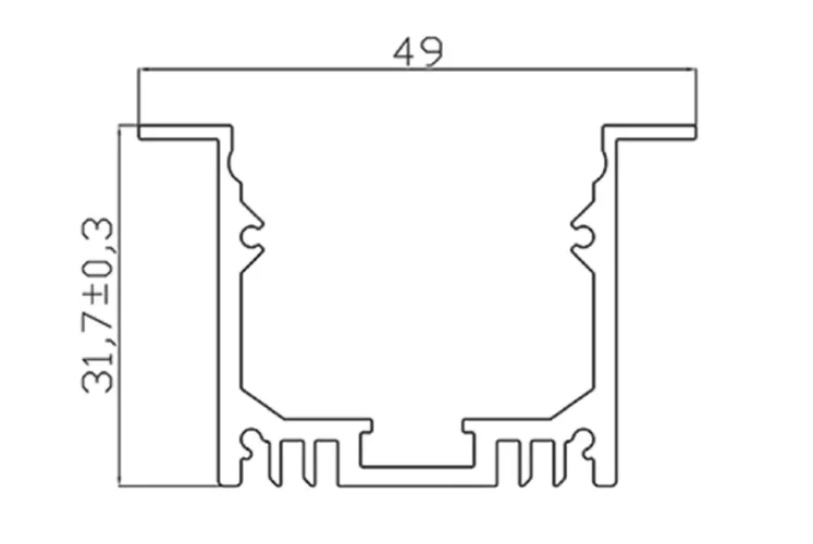 Алюминиевый профиль LC-LPV-3250 170 (2000х50х32мм с рассеивателем) - фото I