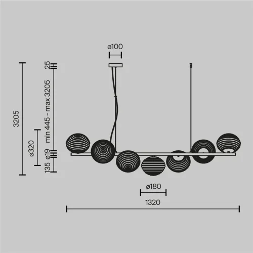 Подвесной светильник Reels E14х7 (Черный) - фото 6