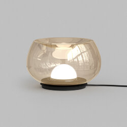 Настольная лампа FLOA, 8 Вт, 3000К, ?220 мм, металл, стекло, черный, янтарный, Denkirs DK6747-BK+AM