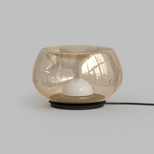 Настольная лампа FLOA, 8 Вт, 3000К, ?220 мм, металл, стекло, черный, янтарный. Фото 2