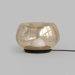 Настольная лампа FLOA, 8 Вт, 3000К, ?220 мм, металл, стекло, черный, янтарный, Denkirs DK6747-BK+AM