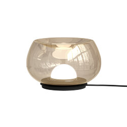 Настольная лампа FLOA, 8 Вт, 3000К, ?220 мм, металл, стекло, черный, янтарный, Denkirs DK6747-BK+AM