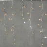 Гирлянда Бахрома 4,9 x 0,5 м Желтая с Мерцанием Белого Диода 220В, 240 LED, Провод Прозрачный ПВХ, IP54. Фото 2.
