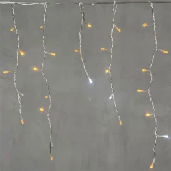 Гирлянда Бахрома 4,9 x 0,5 м Желтая с Мерцанием Белого Диода 220В, 240 LED, Провод Прозрачный ПВХ, IP54